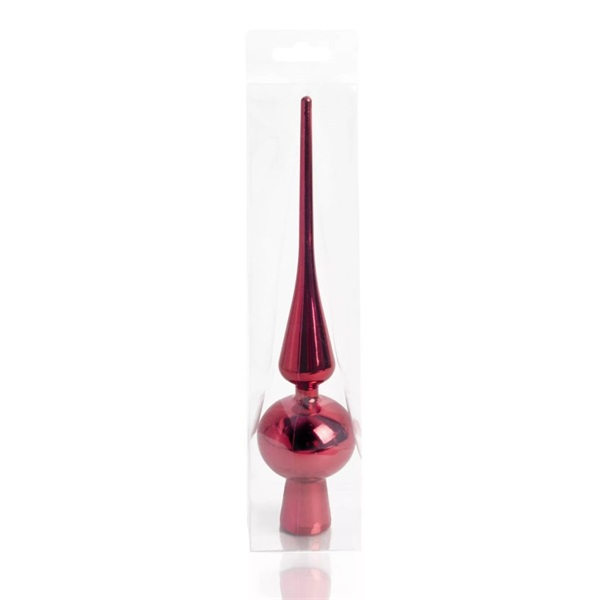 IRIS karácsonyi dísz, csúcsdísz, pvc dobozban,dísz fényes, piros 26cm (050437)