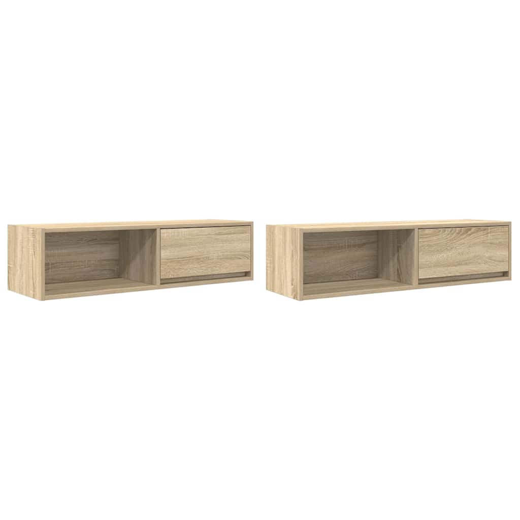 2 db sonoma tölgy színű szerelt fa TV-szekrény 100x31x25,5cm (861477)