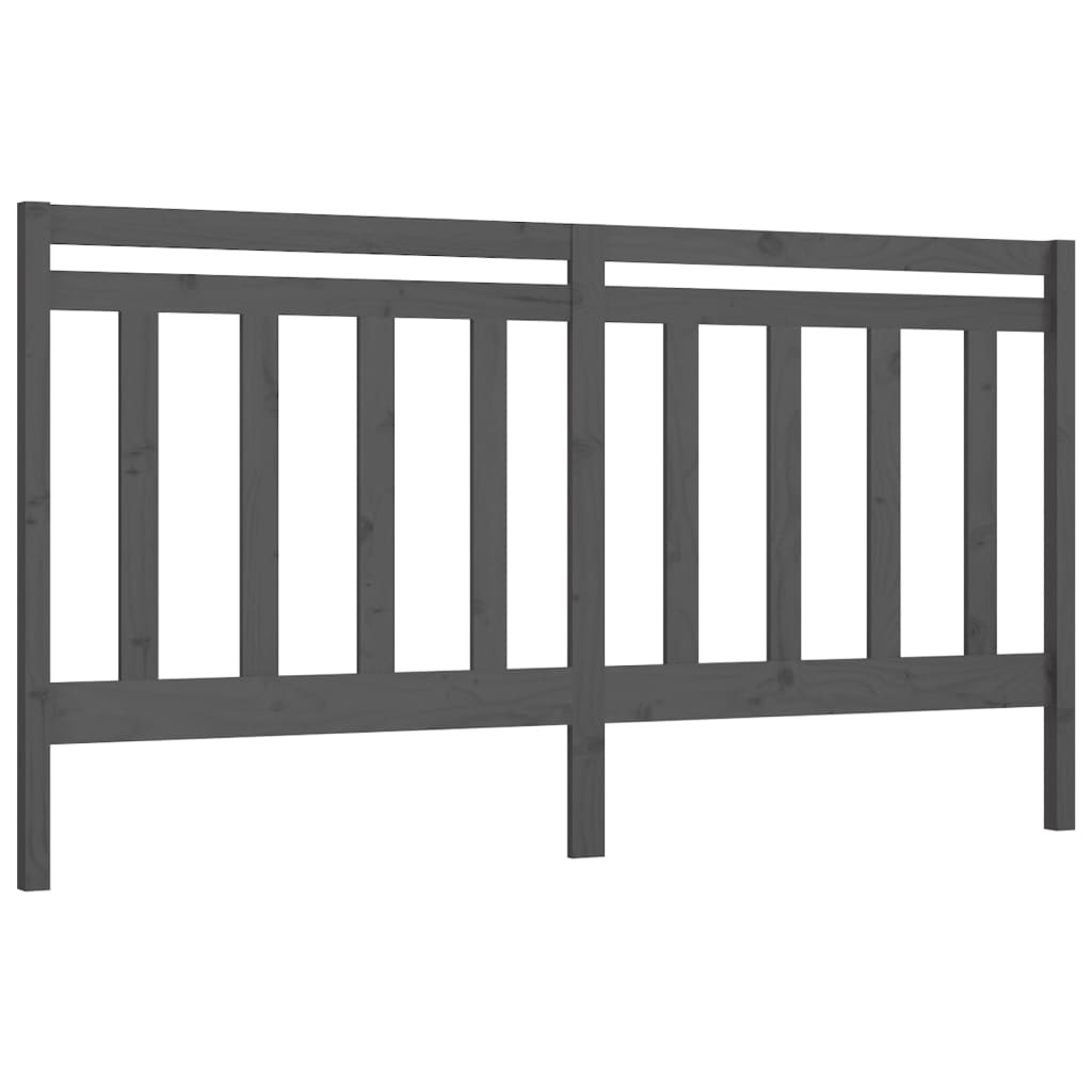 szürke tömör fenyőfa ágyfejtámla 206 x 4 x 100 cm (817812)