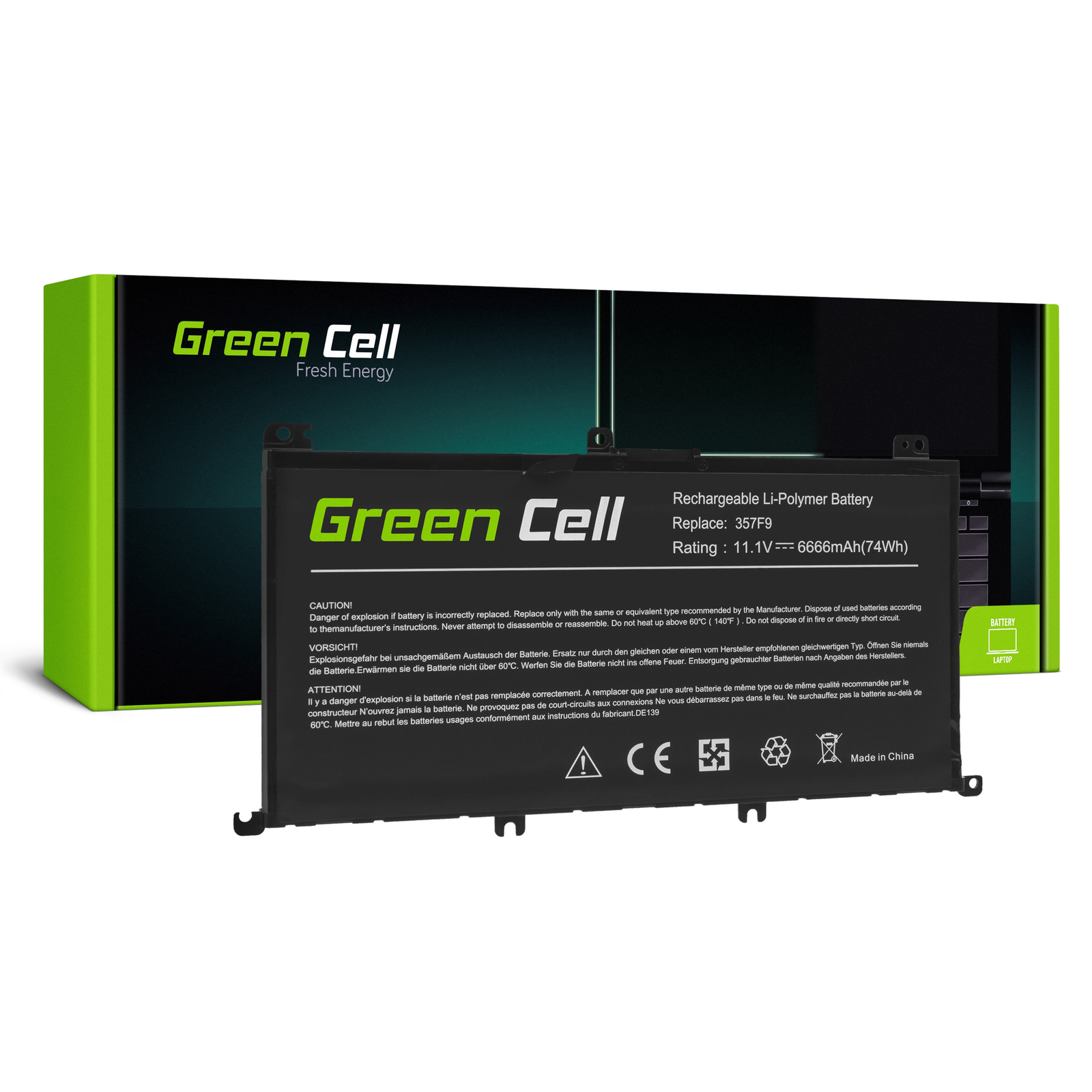 Green Cell DE139 Dell Inspiron 15 Notebook akkumulátor 6666 mAh (DE139)