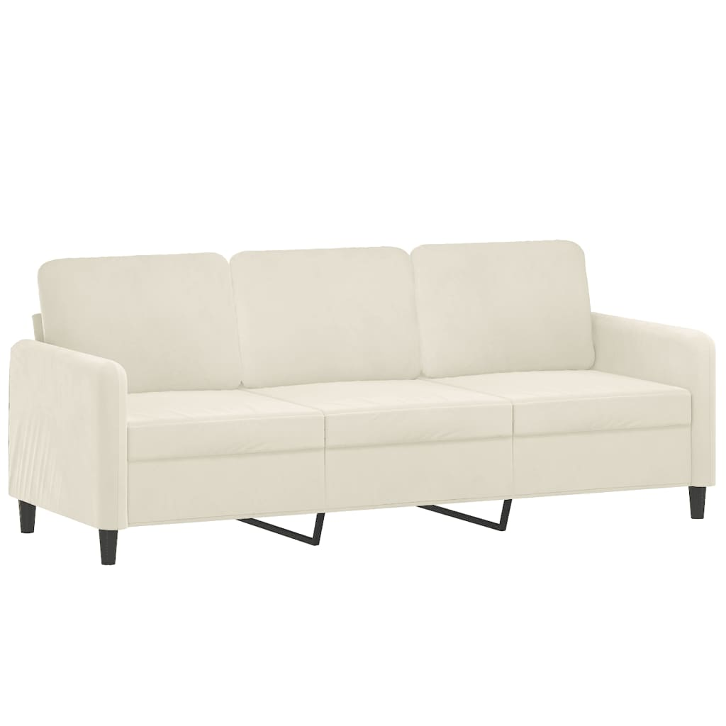 3 személyes krémszínű bársony kanapé 180 cm (359460)