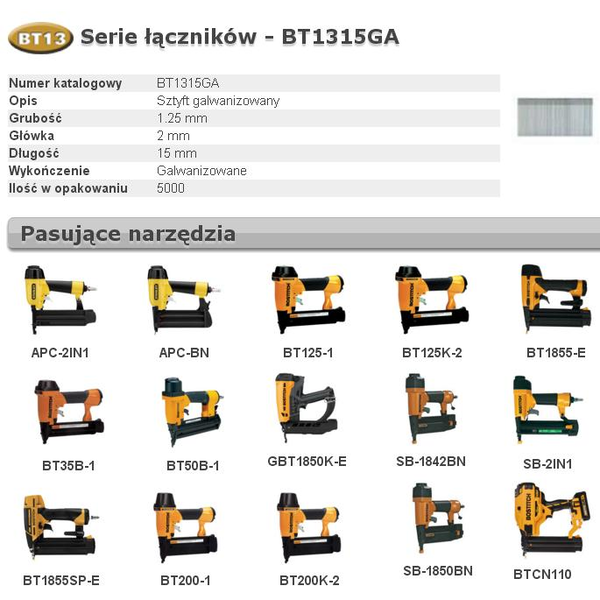 BOSTITCH SZTYFTY BT13 15mm 5M 18GA