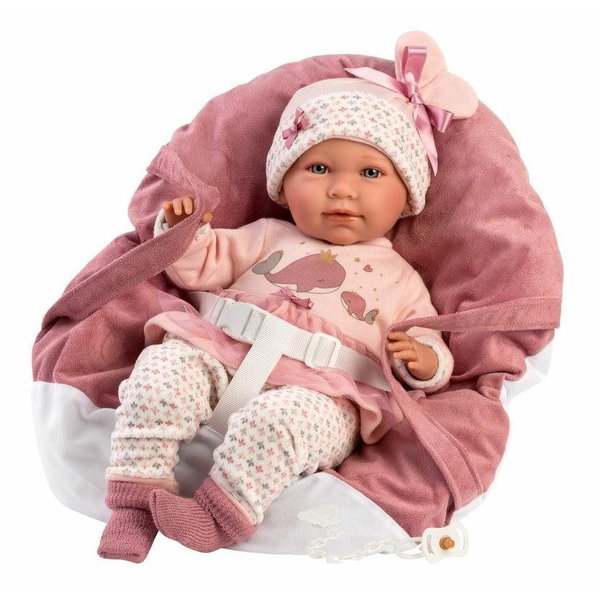 Llorens 74014 New Born - élethű játékbaba hangokkal és puha szövet testtel - 42 cm