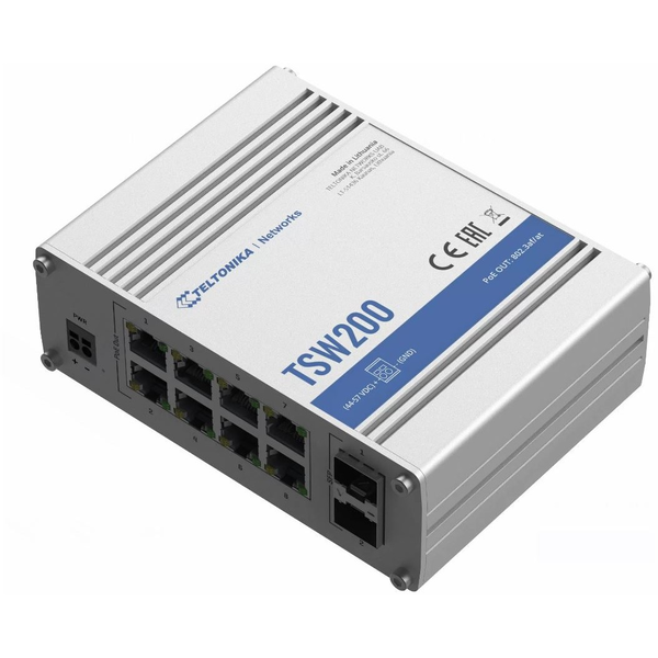 Teltonika TSW200 Industrial GSwitch 8x PoE+ (240W) 2x SFP