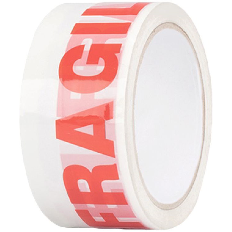 Iris csomagzáró szalag 50mmx66m Fragile/törékeny feliratú (OPT-5066F)