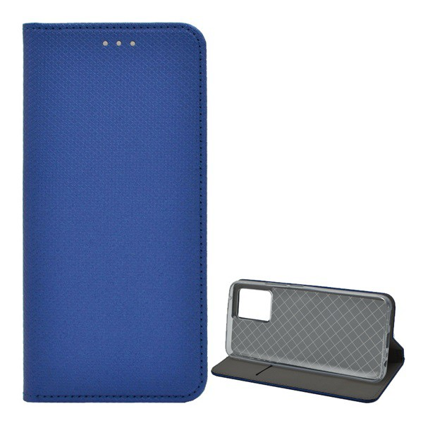 Tok álló, bőr hatású (FLIP, oldalra nyíló, asztali tartó funkció, rombusz minta) SÖTÉTKÉK [Realme 8 Pro] (5996591070025)