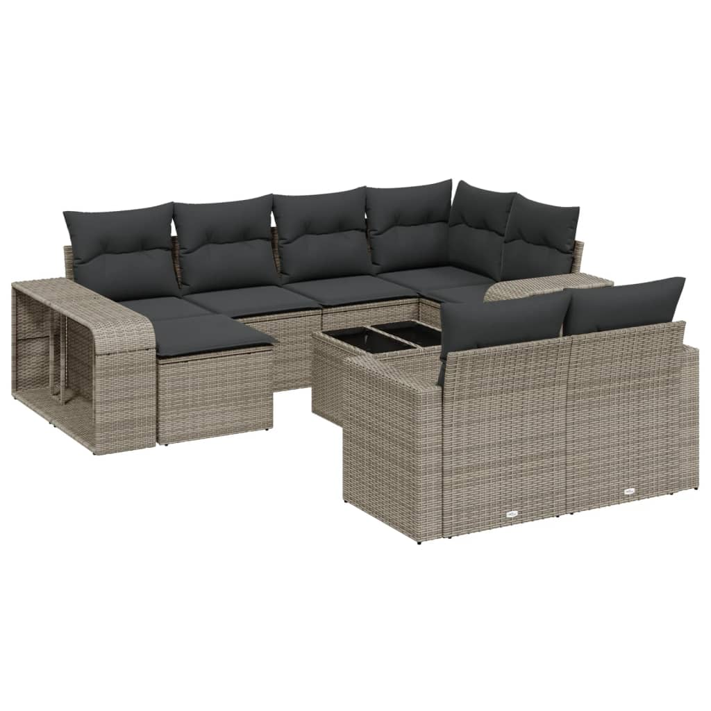 11 részes szürke polyrattan kerti ülőgarnitúra párnákkal (3228910)