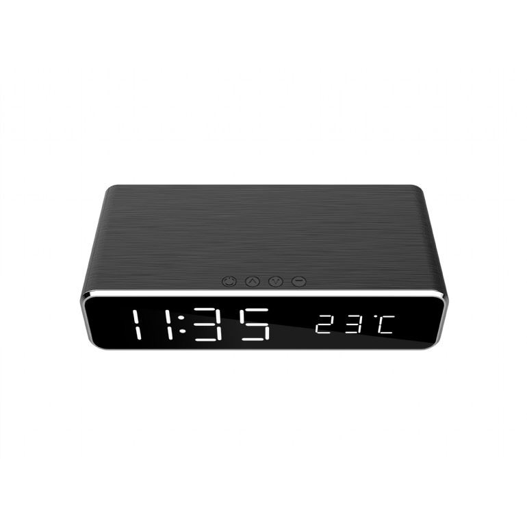 Gembird DAC-WPC-01 digitális ébresztőóra vezeték nélküli töltés funkcióval fekete (DAC-WPC-01)