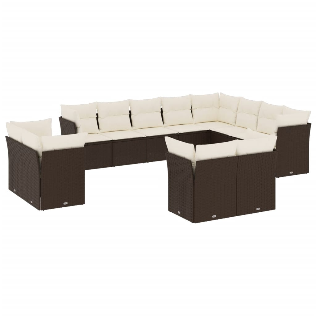 12 részes barna polyrattan kerti ülőgarnitúra párnákkal (3250372)