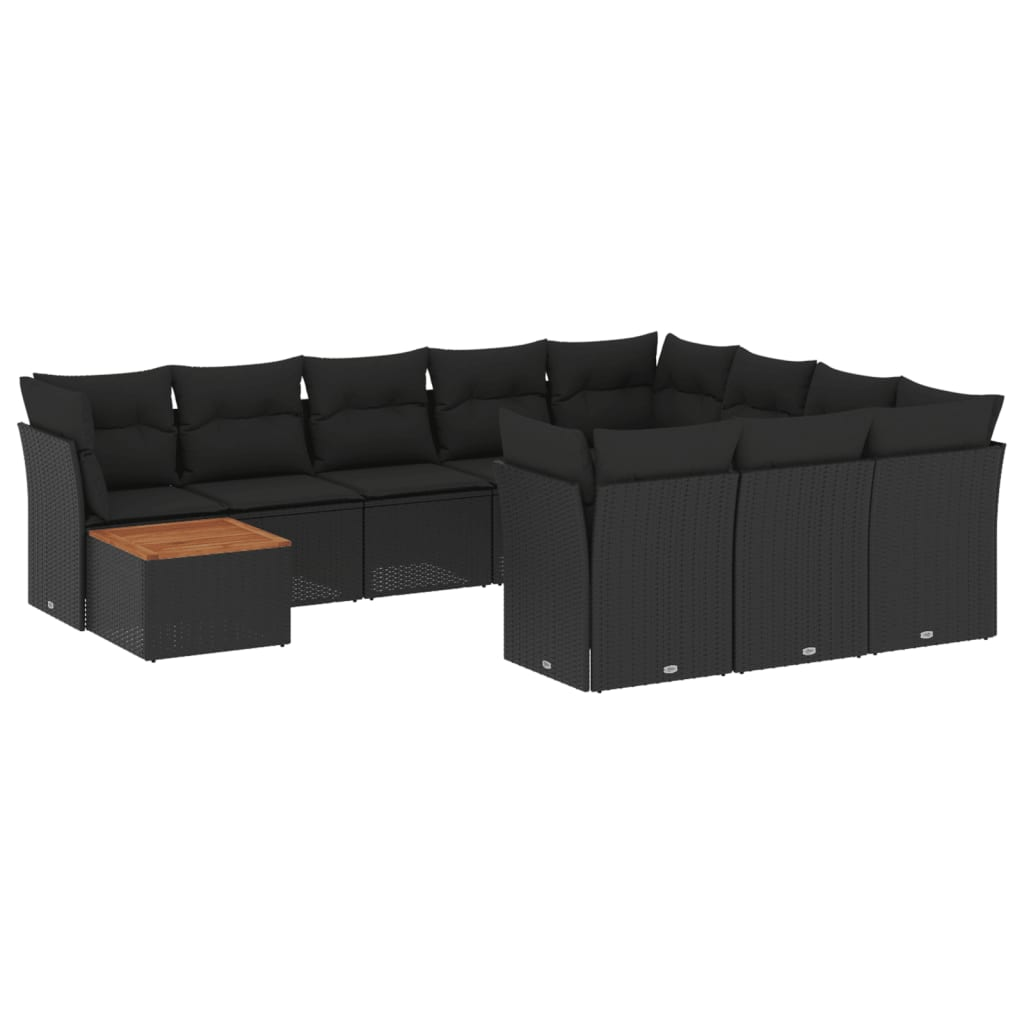 11 részes fekete polyrattan kerti ülőgarnitúra párnákkal (3256174)