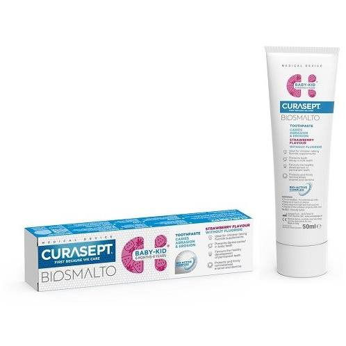 CURASEPT Biosmalto Baby-Kid fluoridmentes baba 6 éves korig Eper 50 ml (8056746072476)
