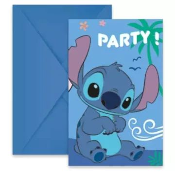 Stitch & Angel invitationer, 6 stk