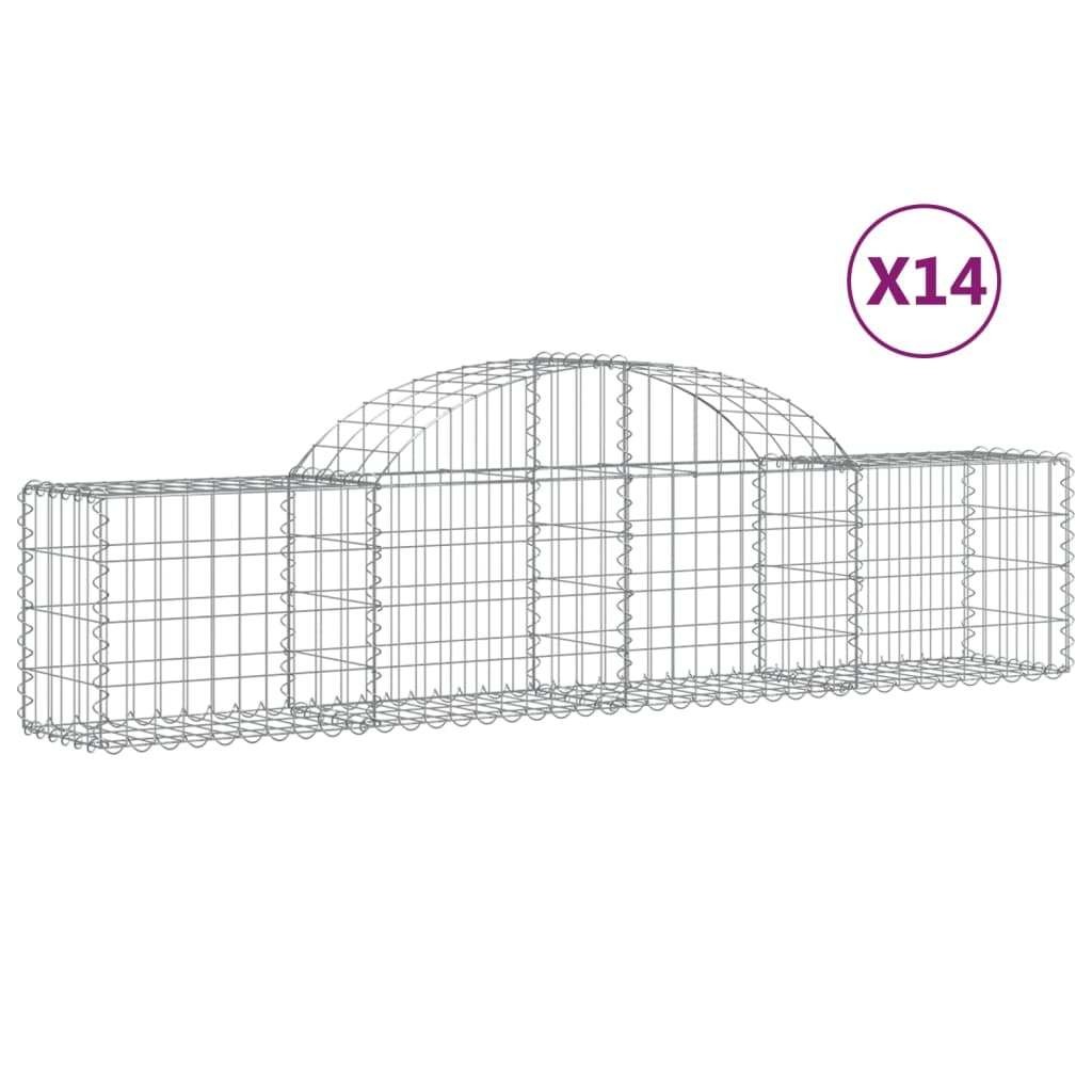 14 db íves horganyzott vas gabion kosár 200x30x40/60 cm (3146059)