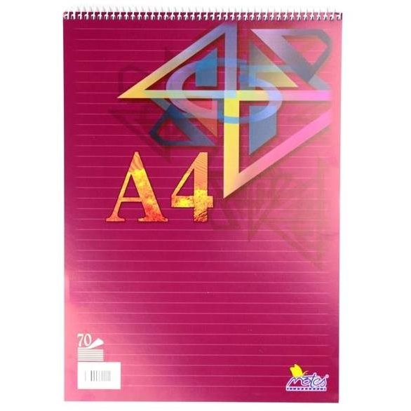 Notes A4, 70 lap, spirállal felül, vonalas