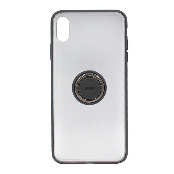 BASEUS szilikon telefonvédő (asztali tartó funkció, telefontartó gyűrű, beépített fémlemez) FEKETE [Apple iPhone XR 6.1] (WIAPIPH61-YD01)