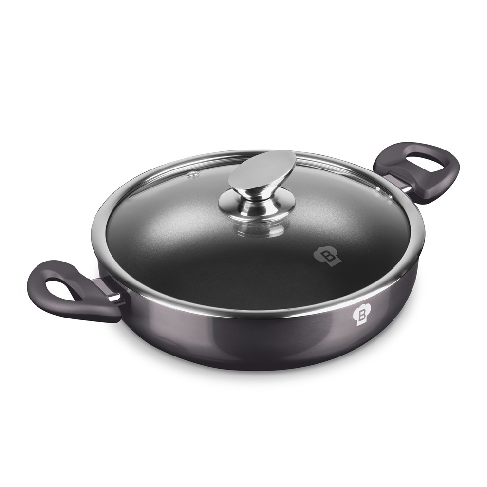 Blauman BL-3962 Carbon Pro Lábas Üveg fedővel Ø 28cm 3,0L - Fekete (BL-3962)