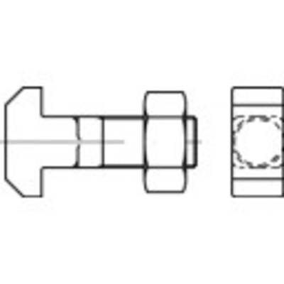 TOOLCRAFT 106068 Kalapácsfejű csavar M16 130 mm Négylap DIN 186 Acél 10 db (106068)