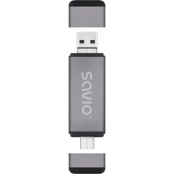 Czytnik Savio Czytnik kart SD 3w1, USB-C+ USB-A 2.0+ Micro USB, AK-72