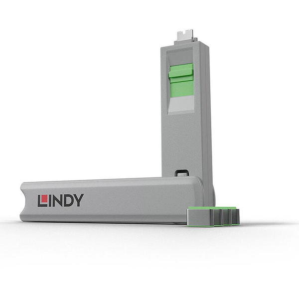 Lindy 40426 poortblokker Poortblokker + sleutel USB Type-C Groen 5 stuk(s)