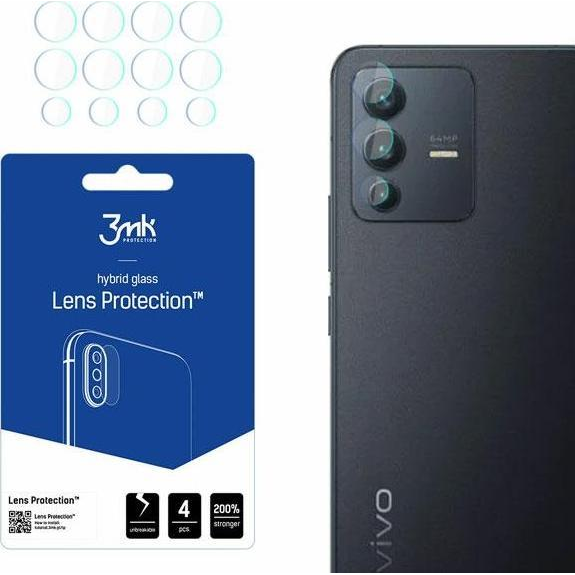 Комплект от 4 защитни фолиа за камера, 3mk Protection, за Vivo V23 5G