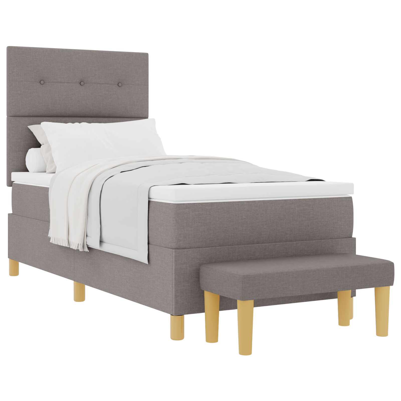 Boxspring Ágy Mattal és Pad Taupe 100x200 cm Szövet (3344279)