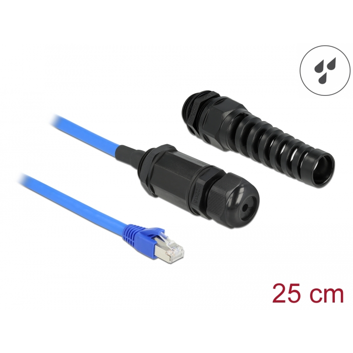 Delock Cat.6 vízhatlan RJ45 apa - RJ45 anya kábel tömszelencével és elhajlás védelemmel (66809) (66809)