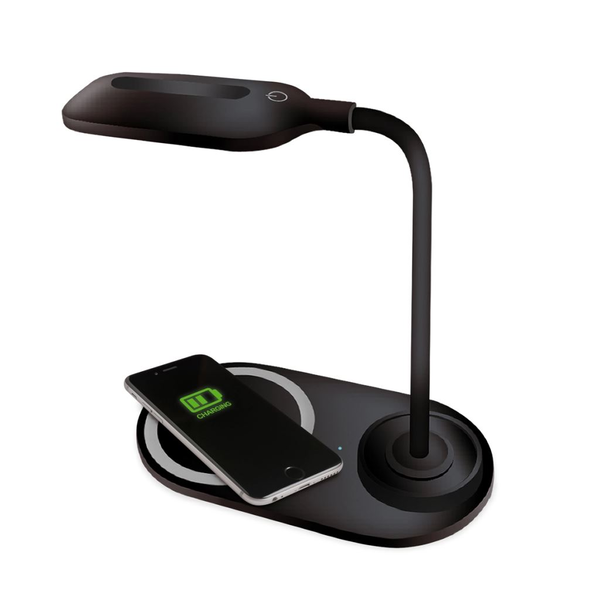 Настолна LED лампа Platinet Desk Lamp Wireless Charger 5W, с фукция безжично зареждане, черен