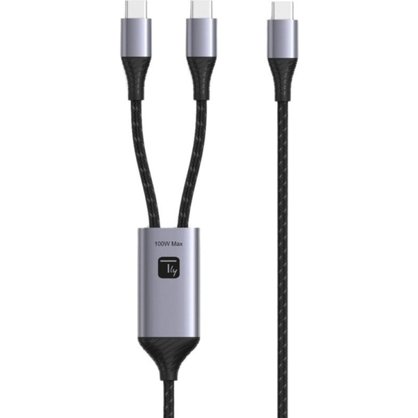 Techly ICOC MU2C-2C100W USB-kabel USB 2.0 1,5 m USB C 2 x USB C Sort, Grå