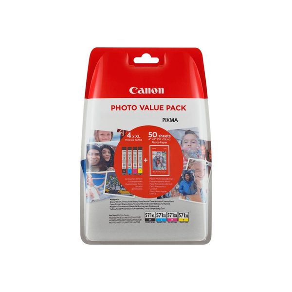 Canon CLI-571XL 4 színes tintapatron multipack Fekete, Cián, Magenta, Sárga
