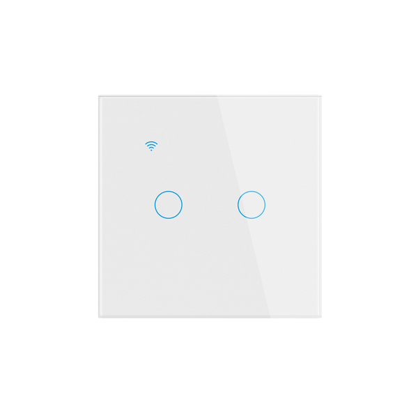 Интелигентен двоен превключвател Nous LZ2, Сензорен, WiFi, ZigBee, Без нула, 2 канала, Стъклен панел, Бял