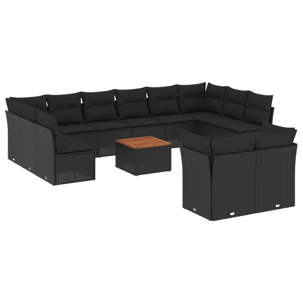 13 részes fekete polyrattan kerti ülőgarnitúra párnákkal (3256244)