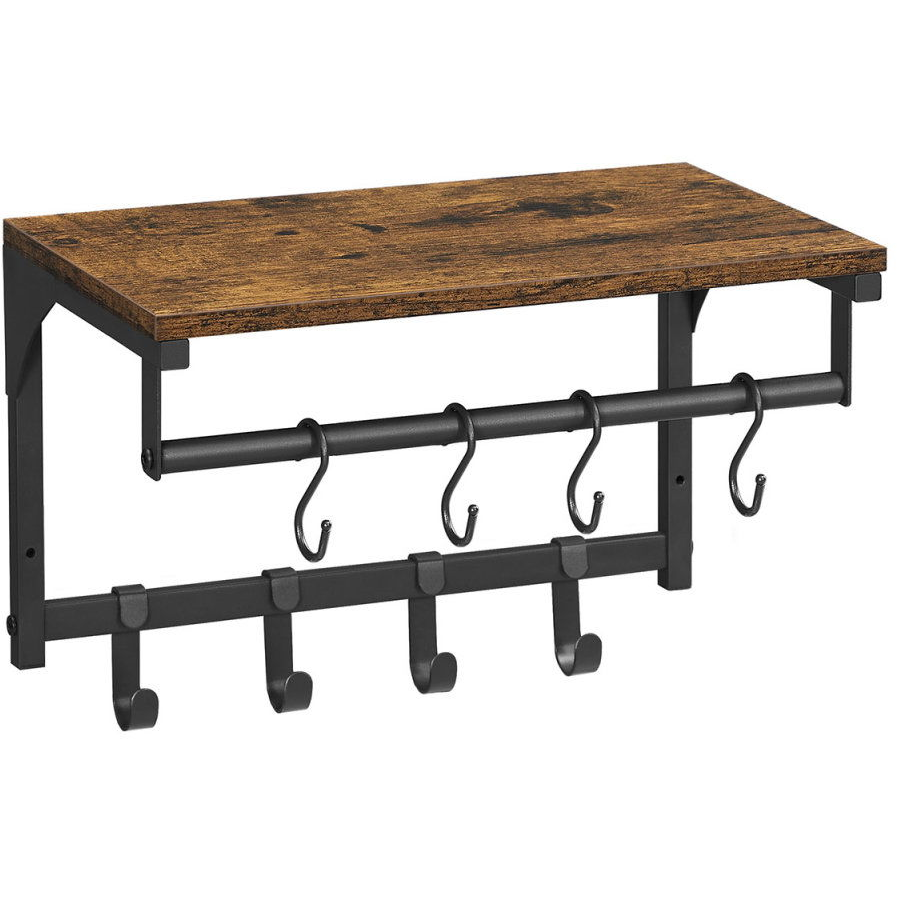 VASAGLE Fali polc 8 kampóval, indusztriális, 40 × 24 × 24 cm (81133)