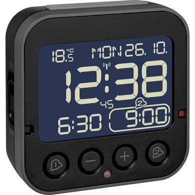 TFA Dostmann 60.2552.01 Rádiójel vezérlésű Ébresztőóra Fekete Riasztási idők 2 (60.2552.01)