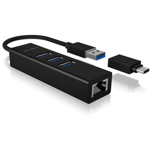 ICY BOX IB-HUB1419-LAN USB 3.2 Gen 1 (3.1 Gen 1) Type-A Zwart