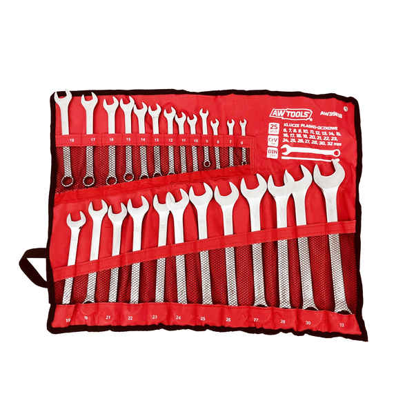 AWTOOLS KLÍČ KOMPLET OČKOPLOCHÝ 25 Ks. /6mm-32mm/MATNÉ