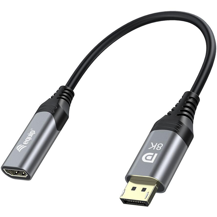 Equip 133446 video átalakító kábel 0,15 M DisplayPort HDMI Fekete, Szürke (133446)