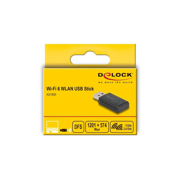 DELOCK Wi-Fi 6 Dualband WLAN USB Stick AX1800 1201+574 Mbps