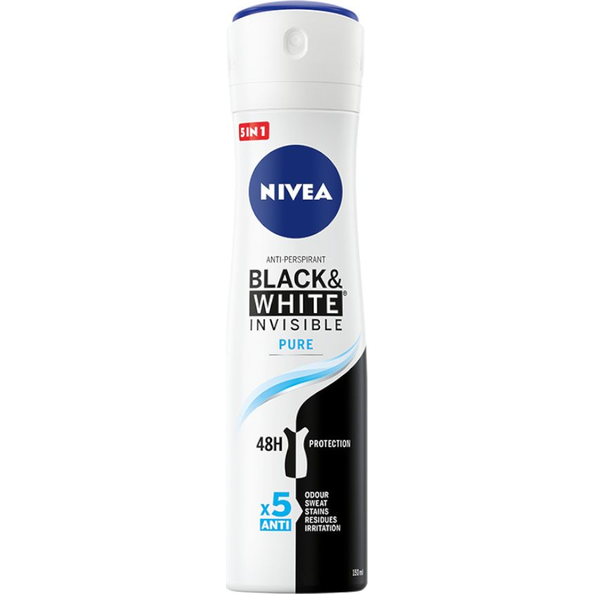 Nivea Deo Spray Women 150 ml Invisible B&W Pure (0182230)