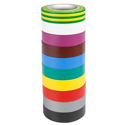 Adam Hall (580813RNB10) Szigetelőszalag készlet 10 színű (H x Sz) 10 m x 15 mm 10 db (580813RNB10)