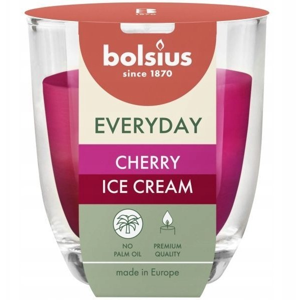 Bolsius Świeca aromatyczna szklana Everyday lody wiśniowe O80x70mm 8717847193469