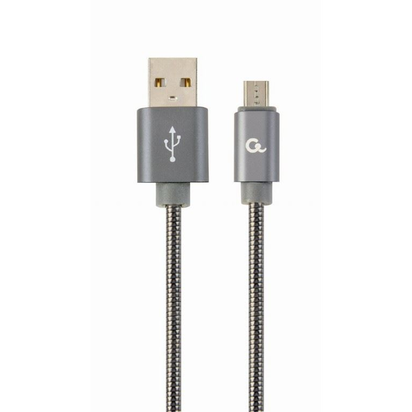 Cablu alimentare si date Gembird, USB 2.0 (T) la Micro-USB 2.0 (T), 1m, Gri / Alb, CC-USB2S-AMmBM-1M-BG