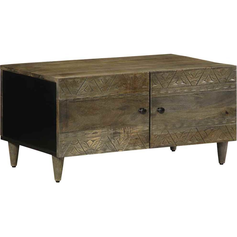 világosszürke tömör mangófa dohányzóasztal 80 x 50 x 40 cm (4017797)