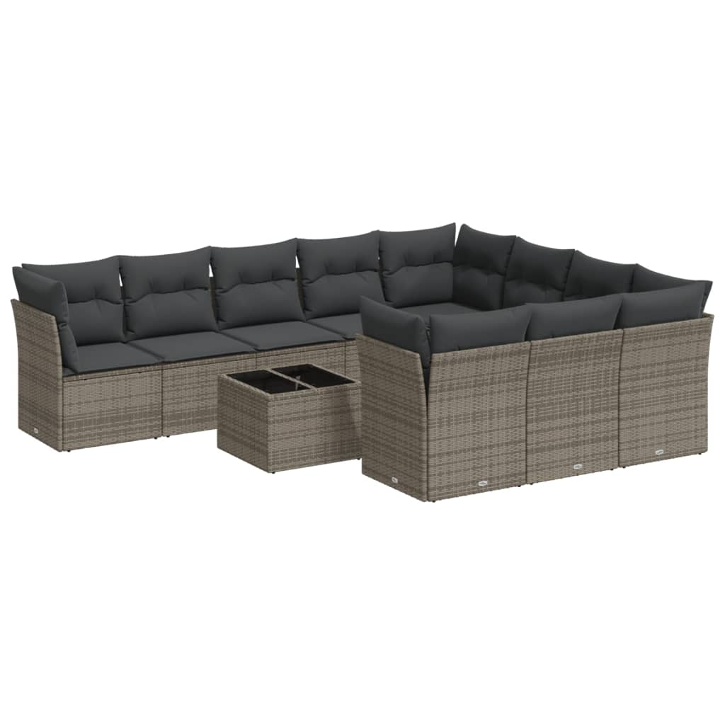 11 részes szürke polyrattan kerti ülőgarnitúra párnákkal (3218230)