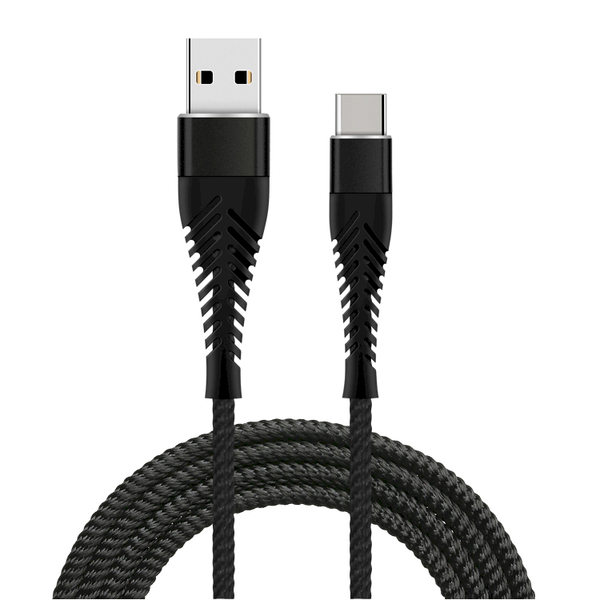Fusion Fishbone USB-A apa / USB-C apa Adat és töltőkábel - Fekete (1.5m)