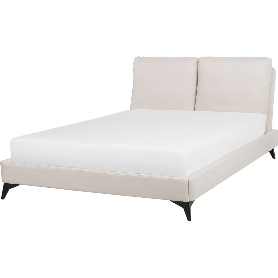 Cama Con Somier De Chenilla Beige Claro 160 X 200 Cm Base De Listones Doble Moderno Melle - Beige