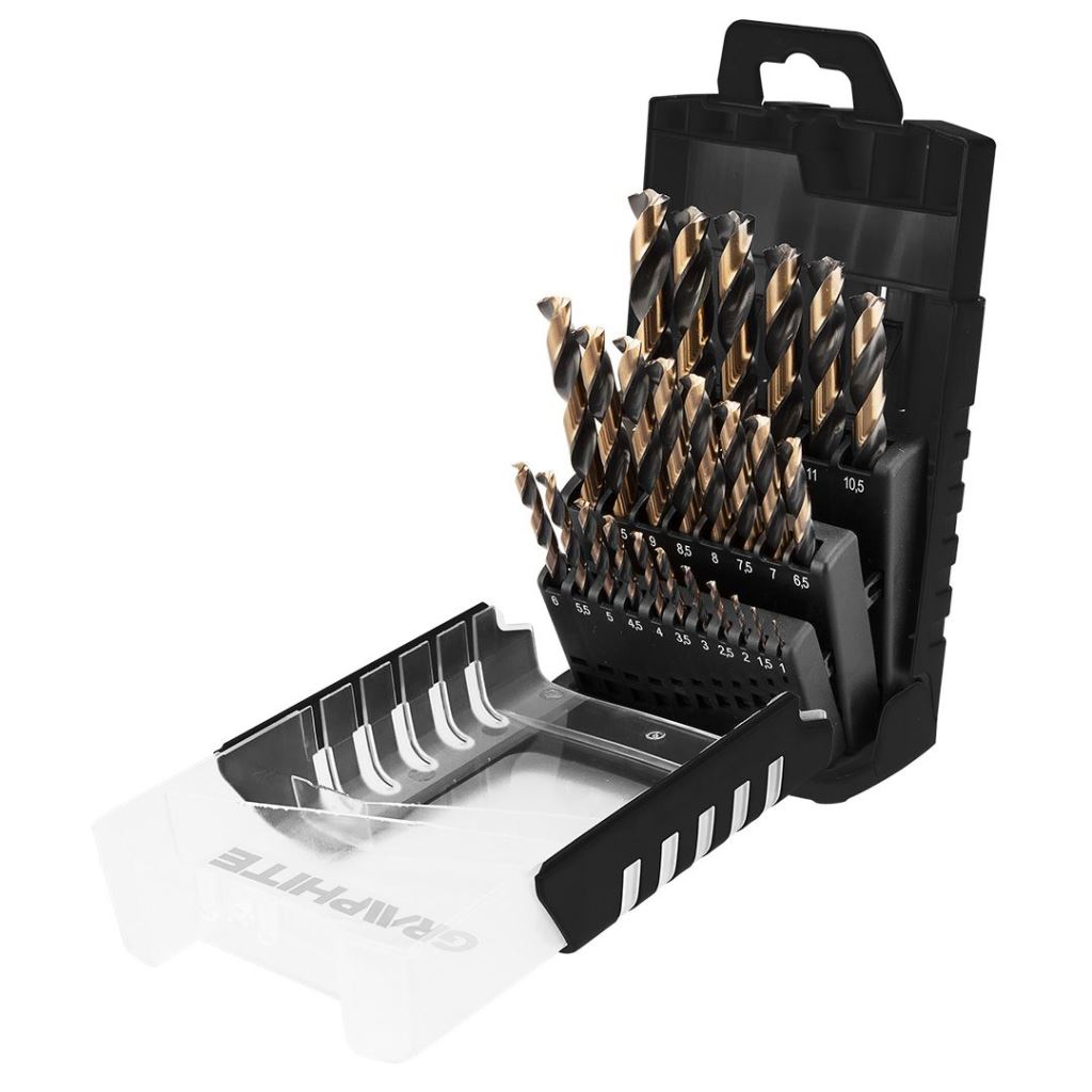 Graphite 55H090 HSS-CNC csigafúró készlet 1.0 - 13.0mm, 25 részes (55H090)