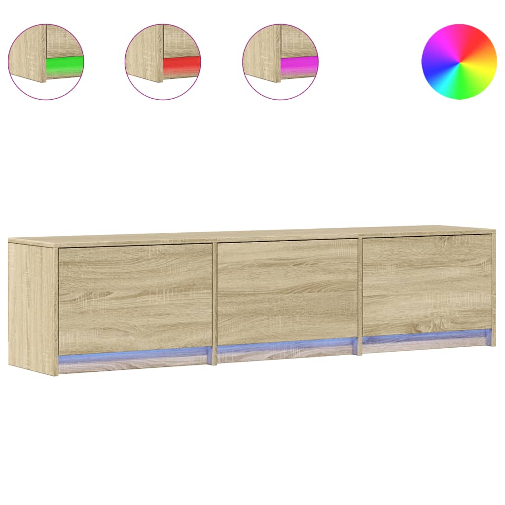 sonoma tölgy színű szerelt fa TV-szekrény LED-del 165x34x40 cm (852252)