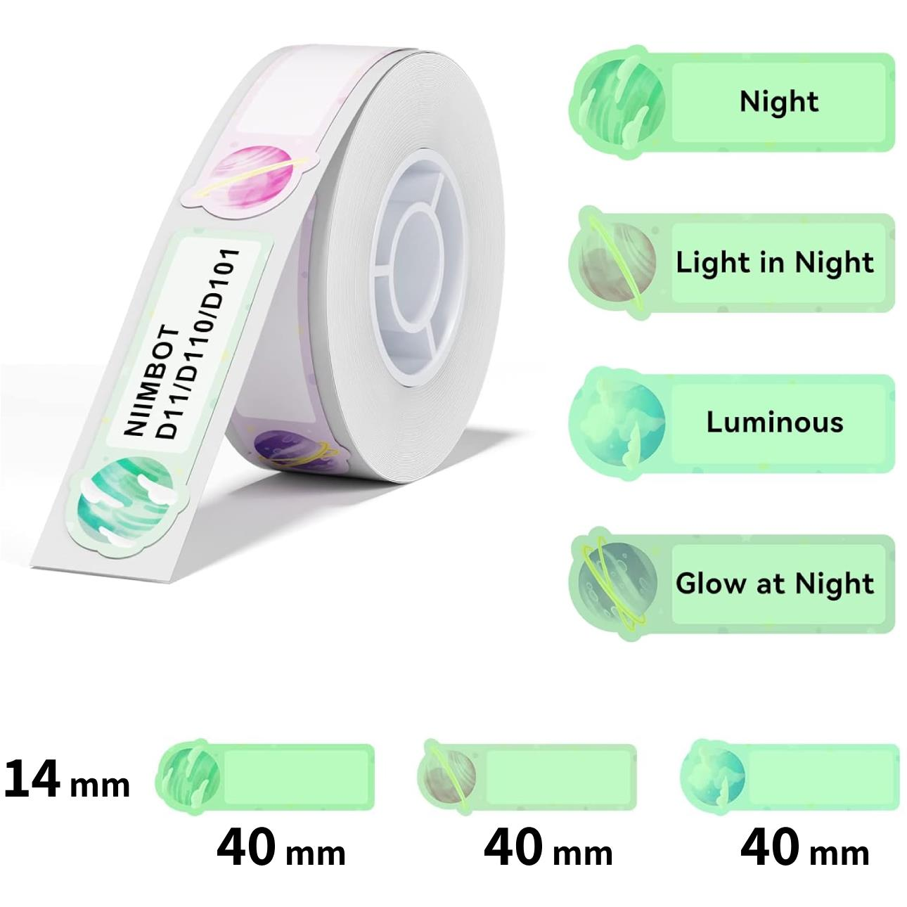 Niimbot D11 / D11-M / D110 / D110-H címke, T, 14×40 mm, 80 db, bolygók minta (A2A28548302)