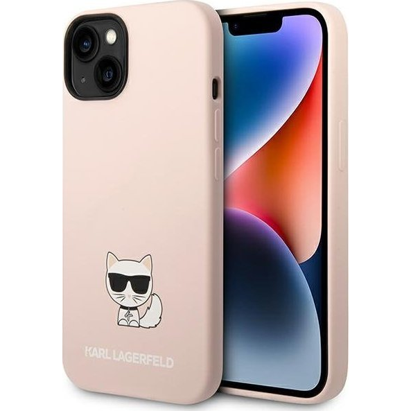 Karl Lagerfeld Silicone Choupette Body Apple iPhone 14 hátlap tok, halvány rózsaszín (KLD1077)