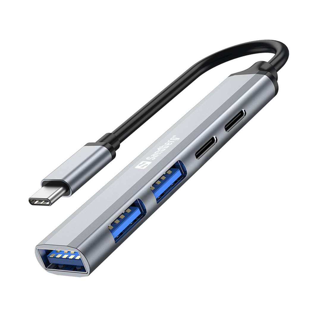 Sandberg 336-50 hub USB Typ-C 5000 Mbit/s Šedá (336-50)